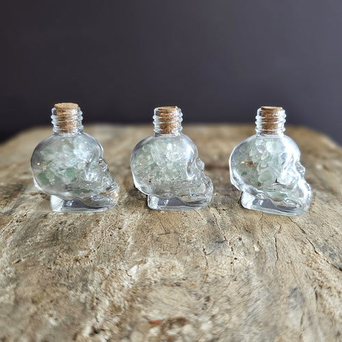 Freaky Fluorite | Crystal Chip Skull Bottles