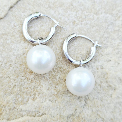 Freshwater Cultured Pearl Hoop Earrings | Sterling Silver 11mm