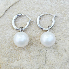 Freshwater Cultured Pearl Hoop Earrings | Sterling Silver 11mm