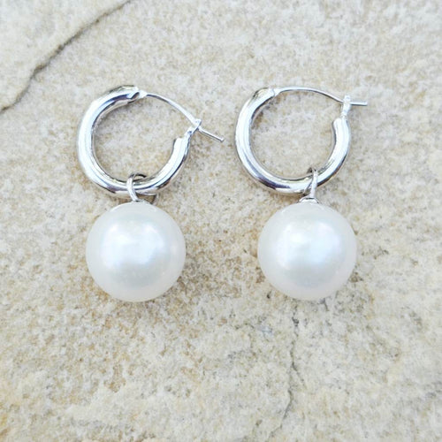 Freshwater Cultured Pearl Hoop Earrings | Sterling Silver 11mm