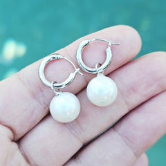 Freshwater Cultured Pearl Hoop Earrings | Sterling Silver 11mm