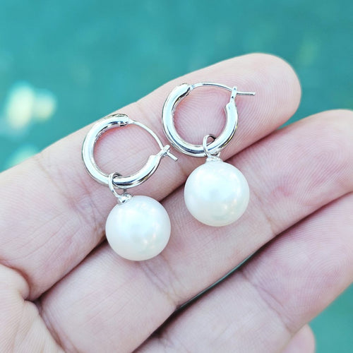 Freshwater Cultured Pearl Hoop Earrings | Sterling Silver 11mm