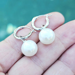 Freshwater Cultured Pearl Hoop Earrings | Sterling Silver 11mm