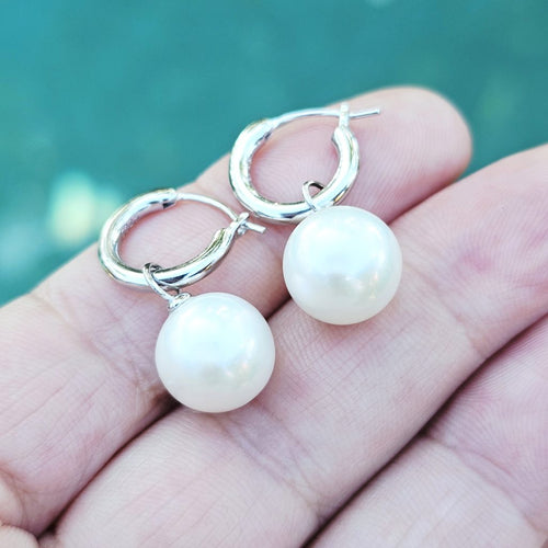 Freshwater Cultured Pearl Hoop Earrings | Sterling Silver 11mm