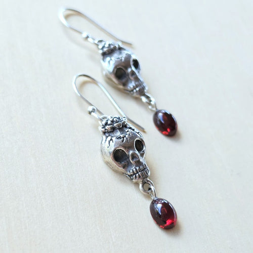 Garnet Skull Earrings | Mortal Passion