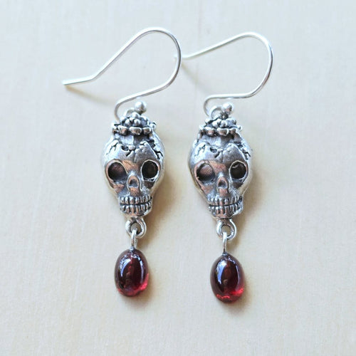 Garnet Skull Earrings | Mortal Passion