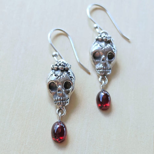 Garnet Skull Earrings | Mortal Passion