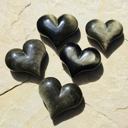 Gold Sheen Obsidian Hearts | Heart Of Gold