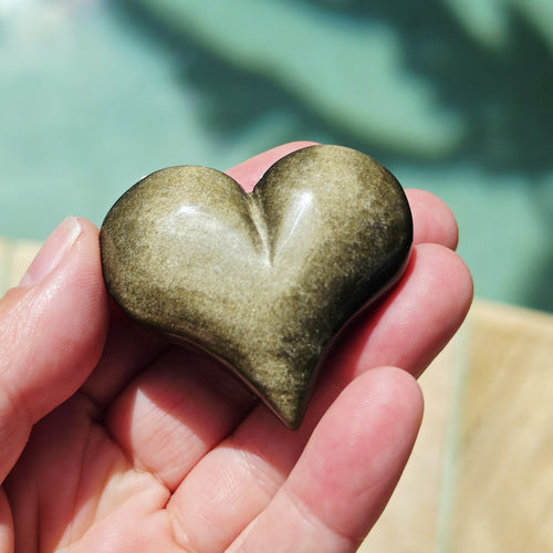 Gold Sheen Obsidian Hearts | Heart Of Gold