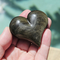 Gold Sheen Obsidian Hearts | Heart Of Gold