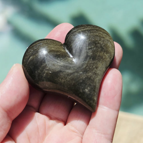 Gold Sheen Obsidian Hearts | Heart Of Gold