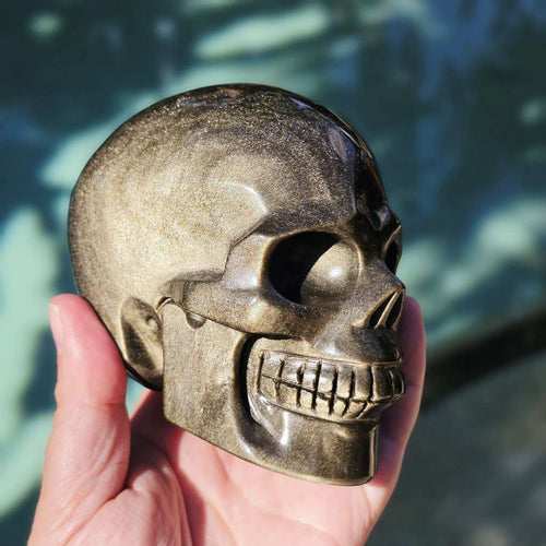 Gold Sheen Obsidian Skull | Guardian Of The Shadows
