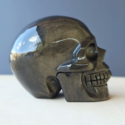 Gold Sheen Obsidian Skull | Guardian Of The Shadows