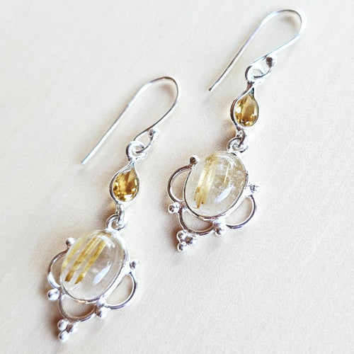Golden Rutilated Earrings | Activate Internal Light