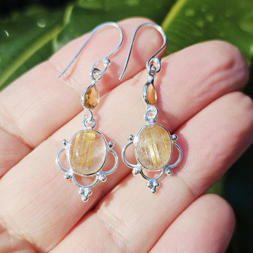 Golden Rutilated Earrings | Activate Internal Light