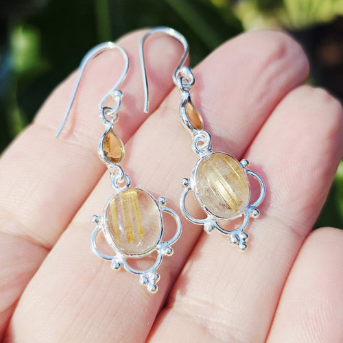 Golden Rutilated Earrings | Activate Internal Light