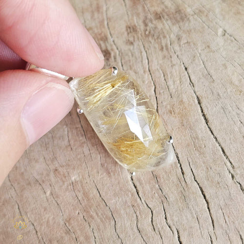 Golden Rutilated Faceted Quartz Pendant | Universal Guidance