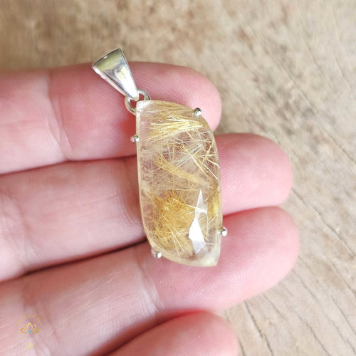 Golden Rutilated Faceted Quartz Pendant | Universal Guidance