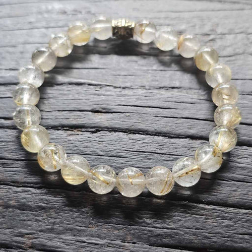 Golden Rutilated Quartz Crystal Bracelet | Internal Illumination