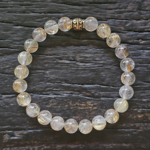 Golden Rutilated Quartz Crystal Bracelet | Internal Illumination