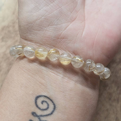 Golden Rutilated Quartz Crystal Bracelet | Internal Illumination