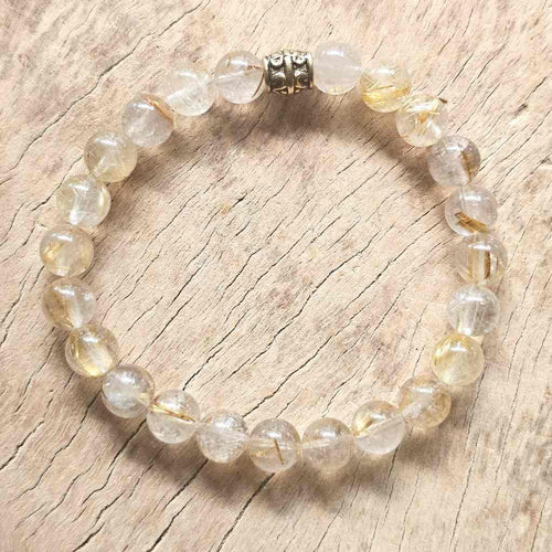 Golden Rutilated Quartz Crystal Bracelet | Internal Illumination