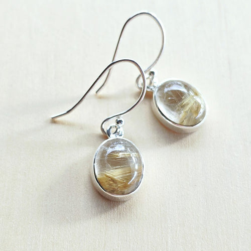 Golden Rutilated Quartz Earrings | Activate Internal Light