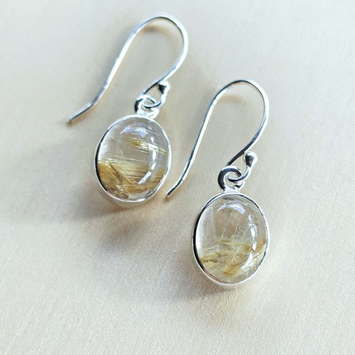 Golden Rutilated Quartz Earrings | Activate Internal Light