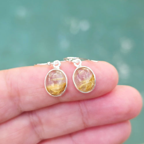 Golden Rutilated Quartz Earrings | Activate Internal Light