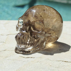 Golden Rutilated Quartz Skull | Master Carved
