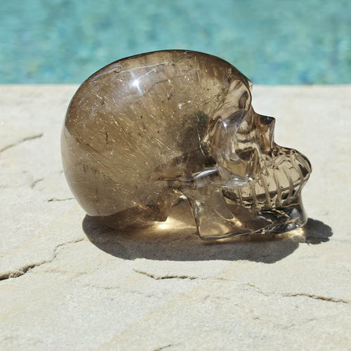 Golden Rutilated Quartz Skull | Master Carved