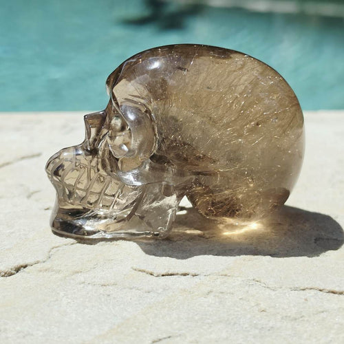 Golden Rutilated Quartz Skull | Master Carved