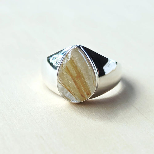 Golden Rutile Quartz Ring | Solar Pathway