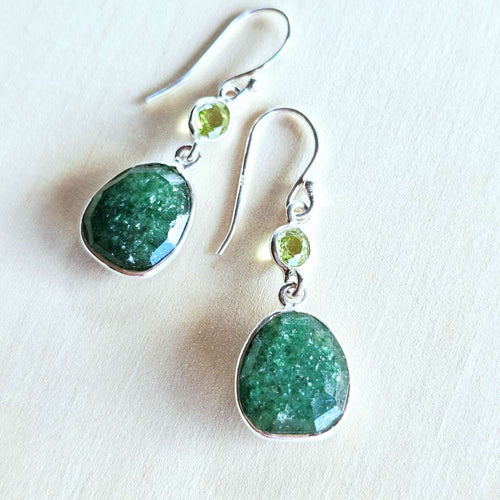 Green Aventurine & Peridot Faceted Earrings | Green Goddess