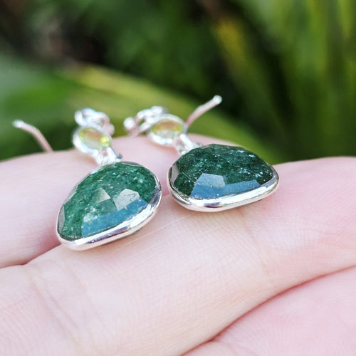 Green Aventurine & Peridot Faceted Earrings | Green Goddess