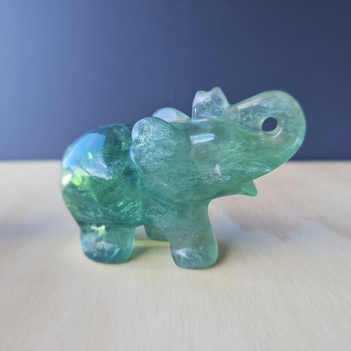Green Fluorite Elephant Carving | 344gm