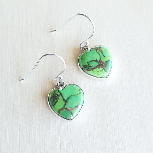 Green Turquoise & Copper Earrings | Heart Alignment