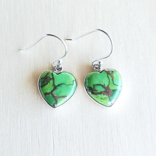 Green Turquoise & Copper Earrings | Heart Alignment