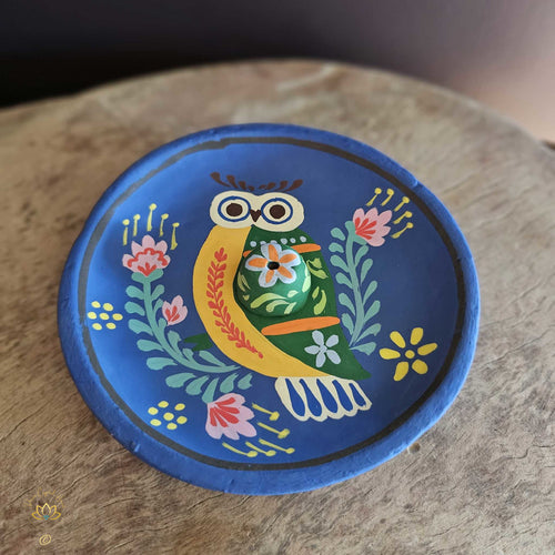 Hand-Painted Ceramic Incense Burner: Wisdom of the Owl