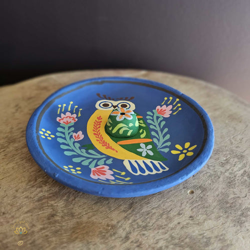 Hand-Painted Ceramic Incense Burner: Wisdom of the Owl