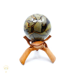 Hand Carved Timber Sphere Stands For Crystals & Minerals | Medium