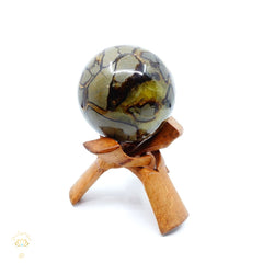 Hand Carved Timber Sphere Stands For Crystals & Minerals | Medium
