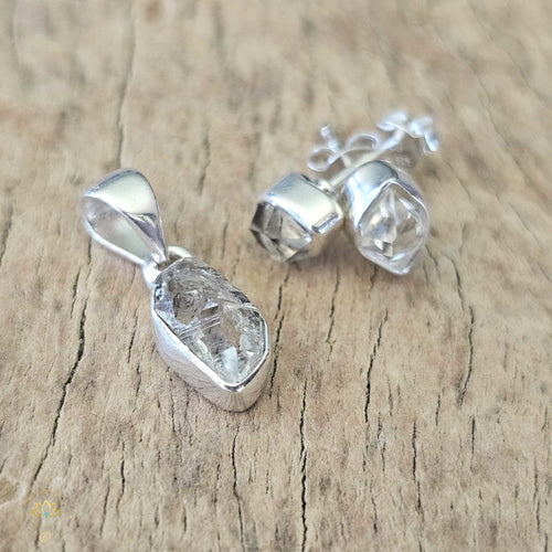 Herkimer Diamond Pendant & Earring Set | Kundalini Visions