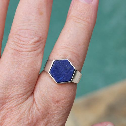 Men’s Natural Lapis Lazuli Sterling Silver Ring