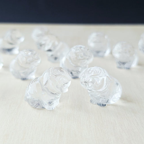 Himalayan Natural Quartz - A Grade Baby Tiger Carvings | Snow Tiger