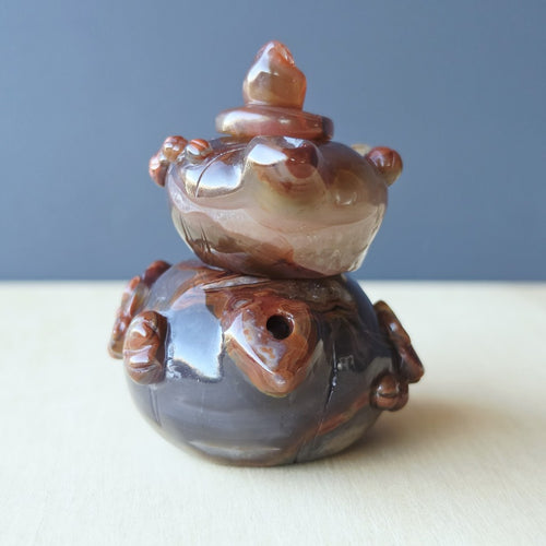 Hubei Agate Teapot With Bird Lid | Bird In An Autumn Tea Garden