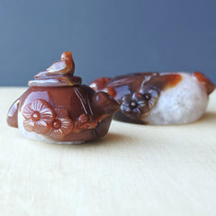 Hubei Agate Teapot With Bird Lid | Birds And Blossum