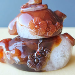 Hubei Agate Teapot With Bird Lid | Birds And Blossum