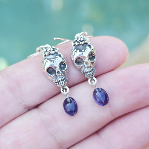 Iolite Skull Earrings | Queen Of Shadows