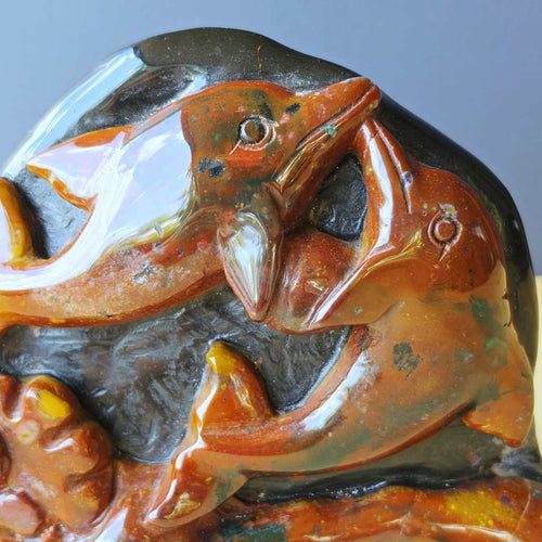 Agate & Quartz Dolphin Carving | Dolphins At Play